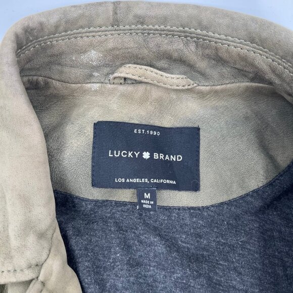 Lucky Brand Green Zip Leather Jacket | Size M - Picture 10 of 12